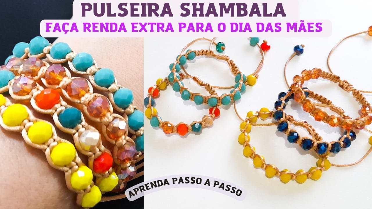 COMO FAZER PULSEIRA DE CRISTAIS-Pulseira Shambala/PASSO A PASSO PULSEIRA MACRAMÊ REGULÁVEL #bijuWS