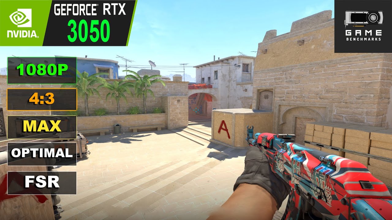 RTX 3050 | Counter Strike 2. 1080P, 4:3 (максимальные и оптимальные настройки), FSR Benchmark
