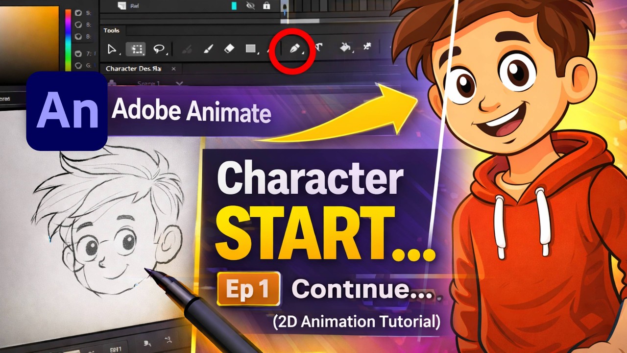Character Design Tutorial in Adobe Animate Hindi  2D Animation Series EP 1