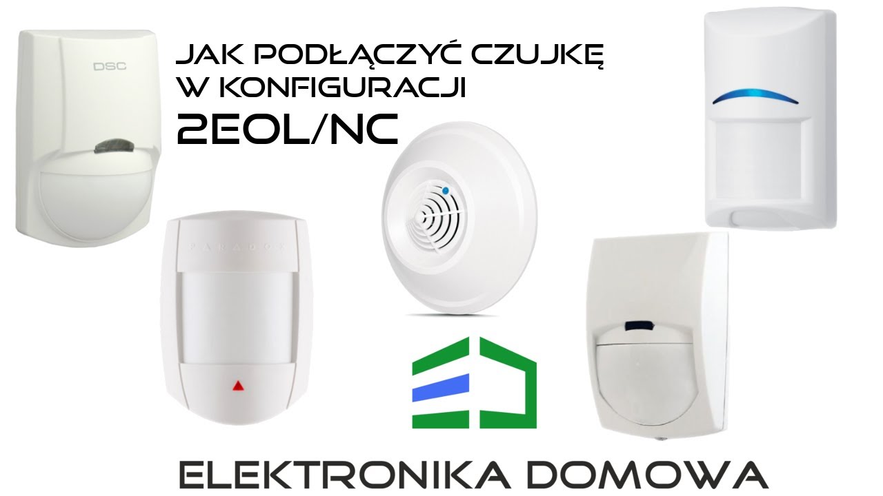 Podłączenie czujek alarmowych w konfiguracji 2EOL/NC 2x1,1Ω Satel Ropam Bosch Paradox DSC Vidicon
