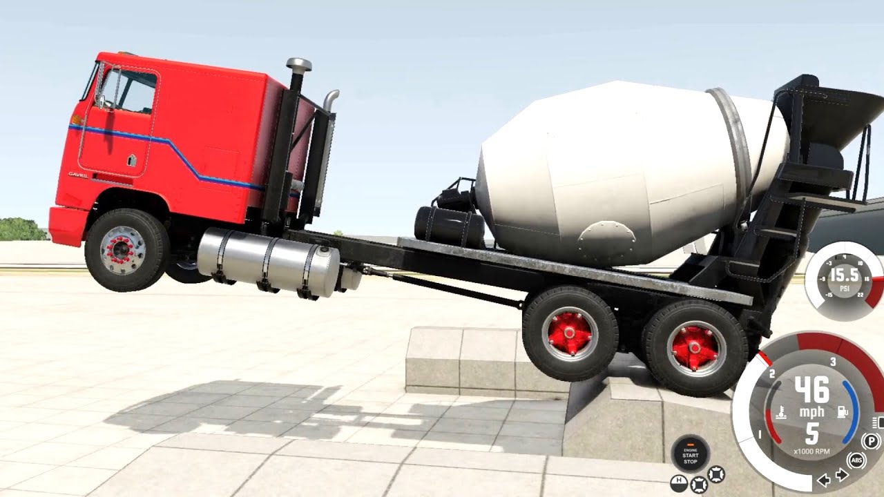 BeamNG Drive - SetBack Front Axle Concrete Truck Suspension Testing