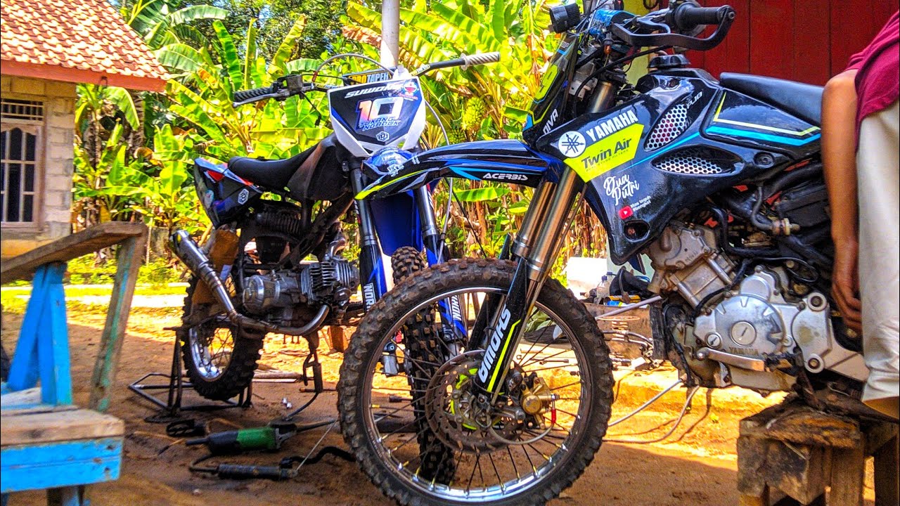 modifikasi Jupiter MX standar jadi motor trail harian/ gtx body yz 85 exciter 135lc