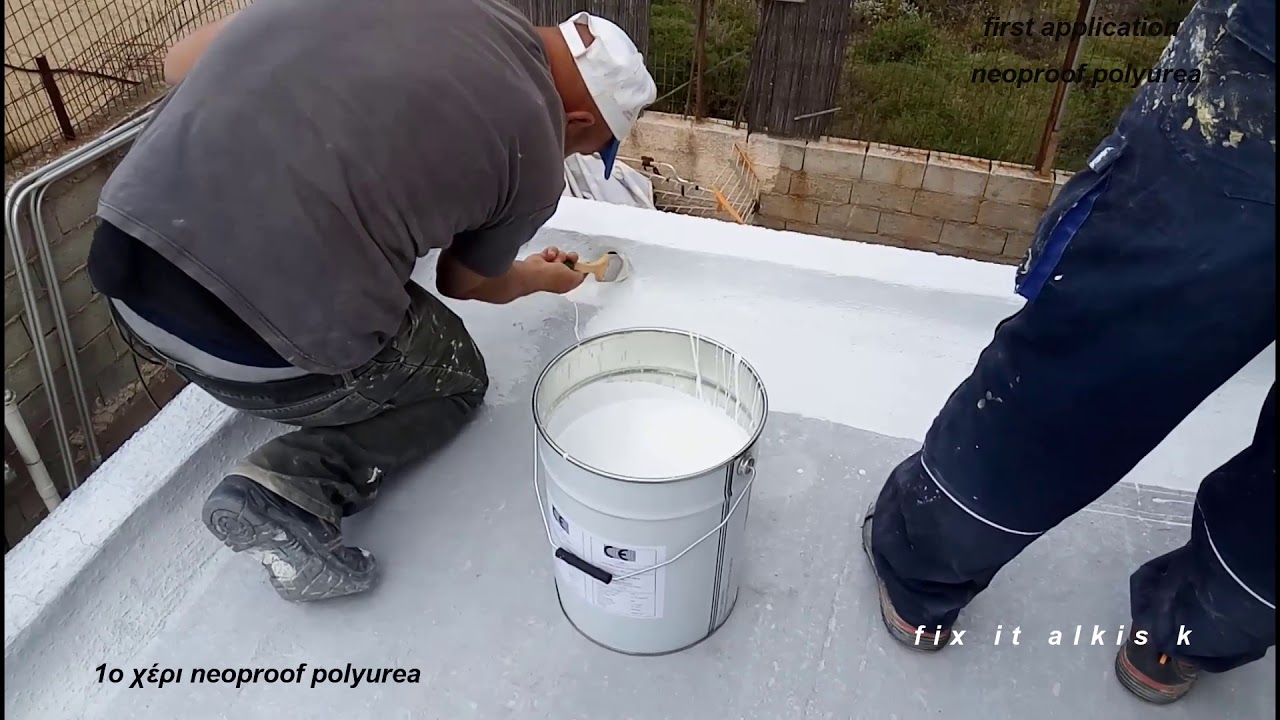 Στεγάνωση ταρατσας,επαλειφόμενο σύστημα δυο συστατικών.Two component brushable Neoproof Polyurea