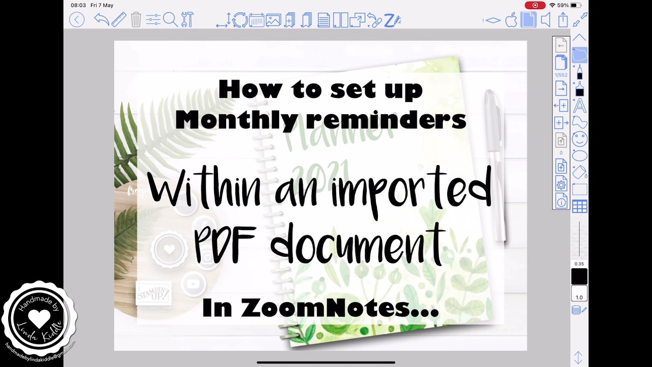 ZoomNotes - 10 Set up Monthly Reminders within an imported PDF document