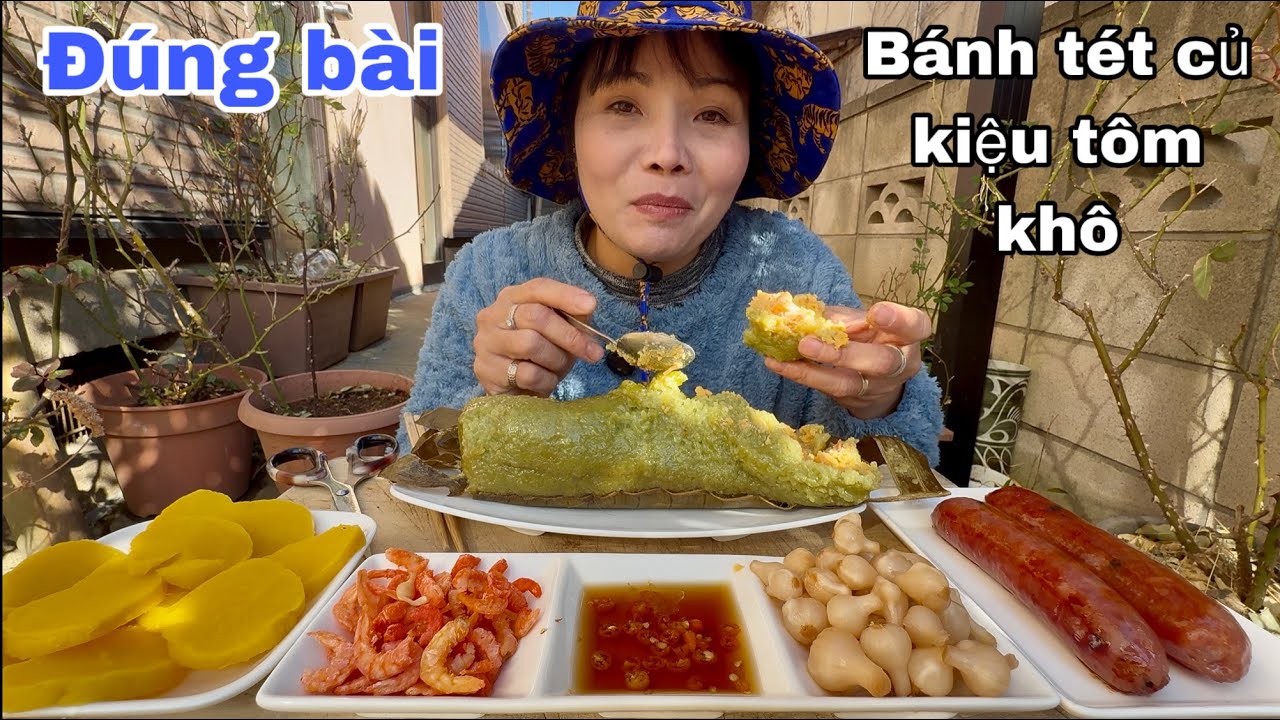 Nay em ăn món bánh tét củ kiệu  ăn Tết sớm  cô chú anh chị ơi  ngon quá trời