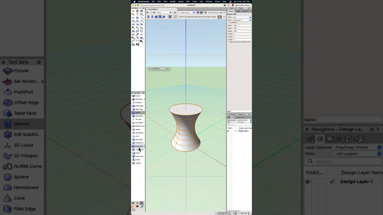 instant push/pull, deform, shell solid #Vectorworks #shorts #jonathanpickup