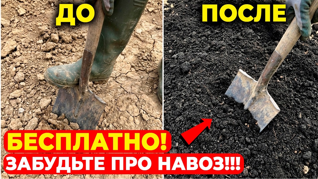 Перестаньте покупать НАВОЗ! Вот что делает почву жирной и чёрной за один сезон — и это бесплатно!
