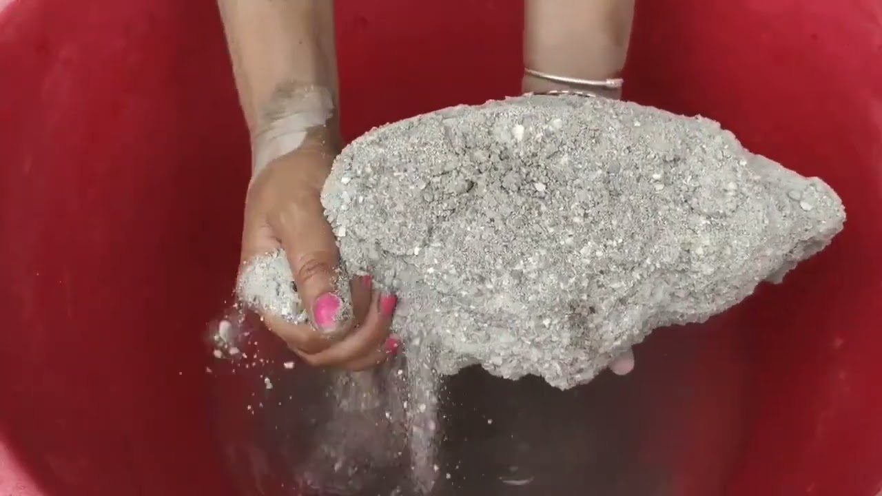 Grainy Yellow sand super soft dusty crumbling dry and water 💦 Asmr