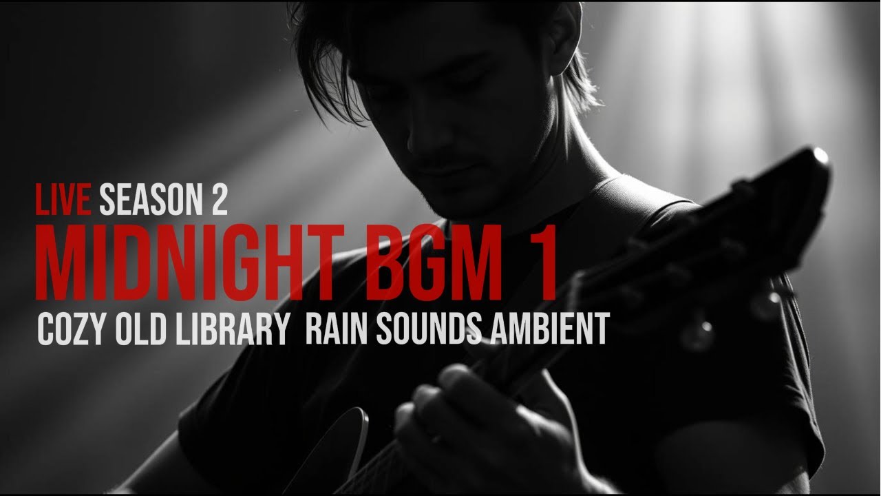 🔴 Midnight BGM Live Season 2 #1 📚 Cozy Old Library & Rain Sounds Ambient Rock for Reading (No Lyri)