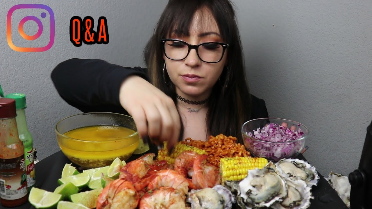 SEAFOOD BOIL SHRIMP, OYSTERS, CORN, RAMEN MUKBANG | EATING SHOW