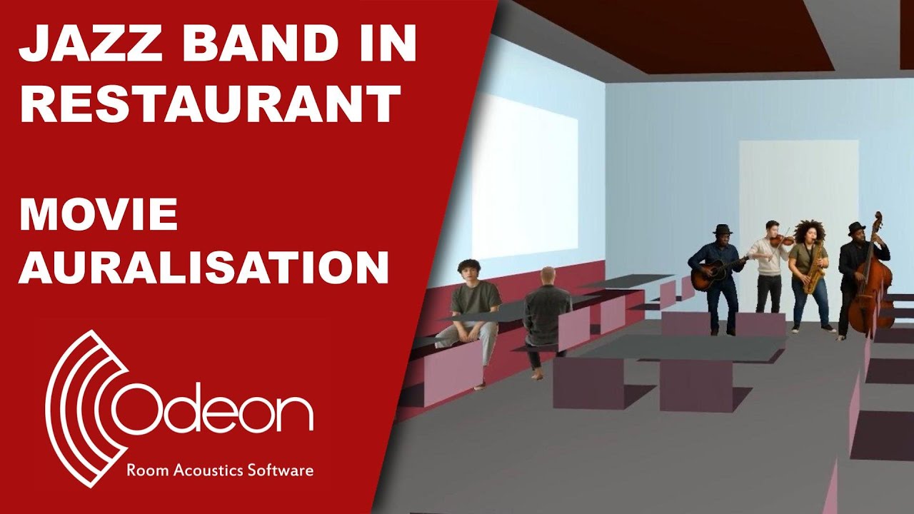 Banda de jazz en restaurante - Auralizaci&oacute;n de pel&iacute;cula en ODEON 19 (&iexcl;Escuche con aud&iacute;fonos!)