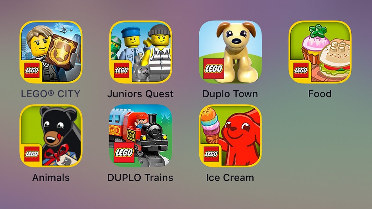 LEGO City,LEGO Juniors Quest,LEGO Duplo Town,LEGO Duplo Food,LEGO Duplo Animals,LEGO Duplo Trains