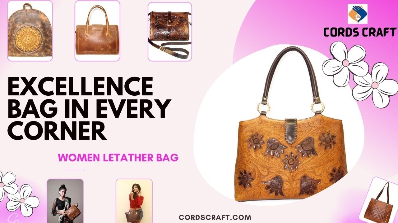 Leather Shoulder Purses Women, Partywear Bag, Floral Design Stylish Handbags for Gift - Cords Craft