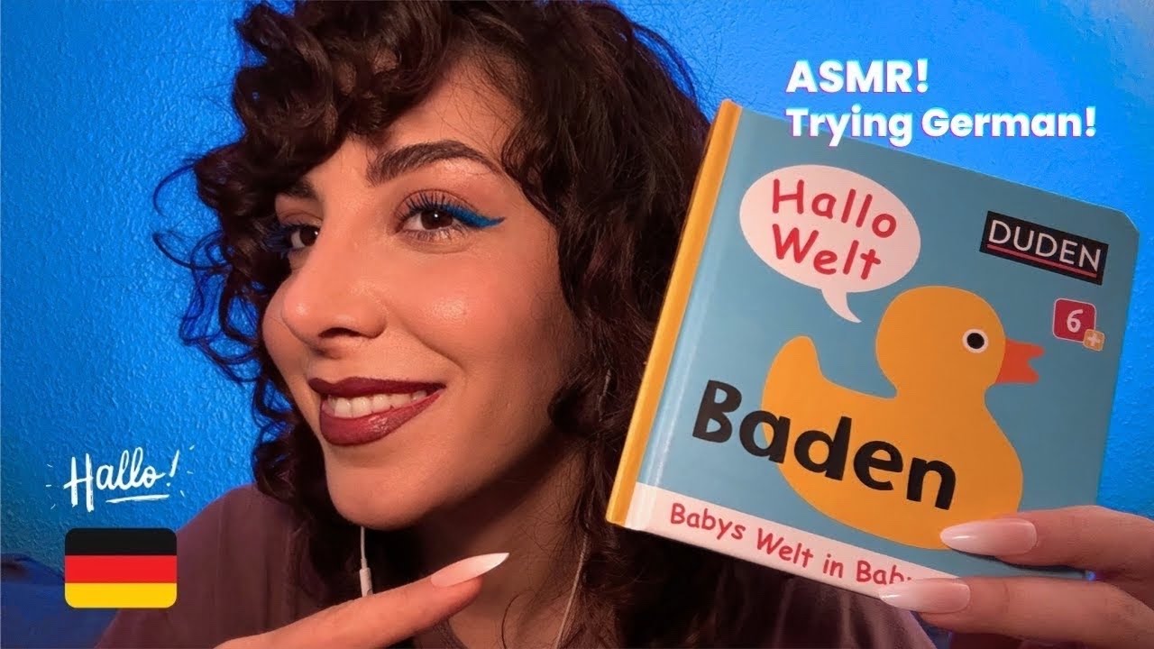 ASMR German Book Whisper 📚✨ Trying to Read & Tap in German