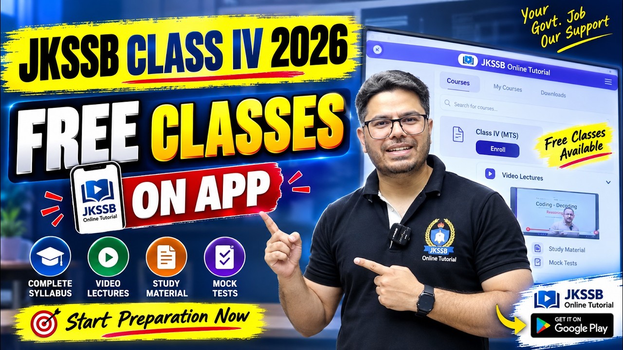 JKSSB Class IV (MTS) Exam 2026 🔥 FREE Classes on JKSSB Online Tutorial App | Start Preparation Now