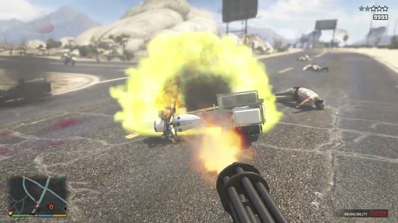 GTA V 터미네이터 2 미니건 M79 유탄발사기 난동