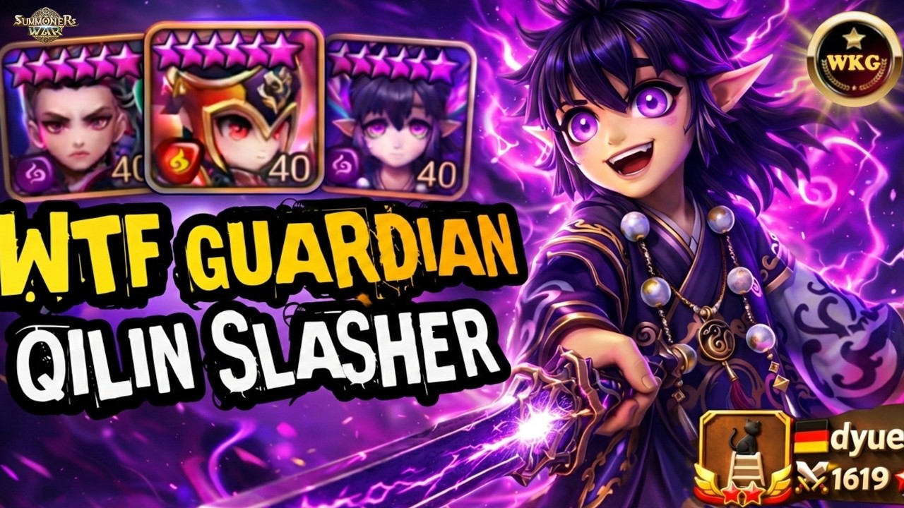 EZ GUARDIAN with BROKEN DAMAGE DARK QILIN SLASHER IN RTA SUMMONERS WAR