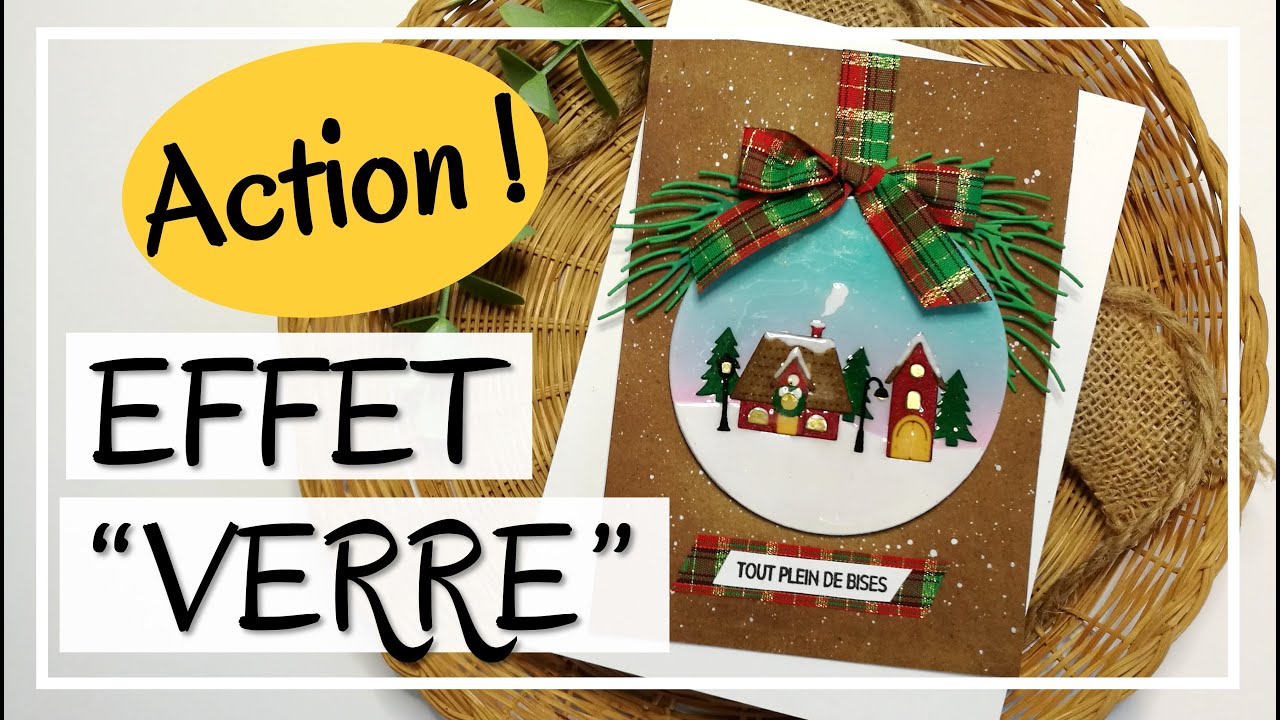 CARTE ACTION !! EFFET BOULE DE NOËL ! Fun et adaptable ! Tuto Carterie Scrapbooking DIY