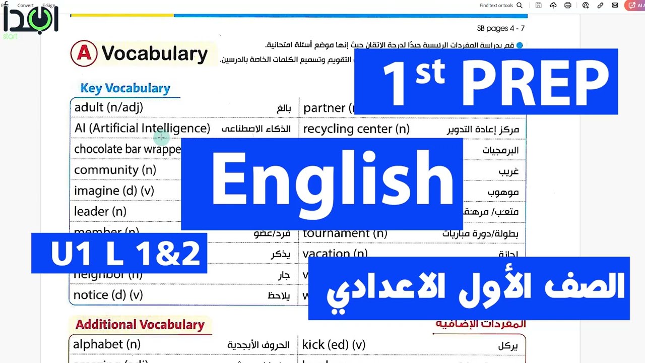 قراءة كلمات Unit 1 Lesson 1-2