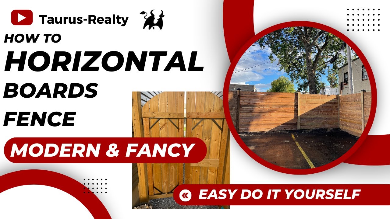 FENCE with HORIZONTAL boards MODERN (installation How To) | Taurus-Realty