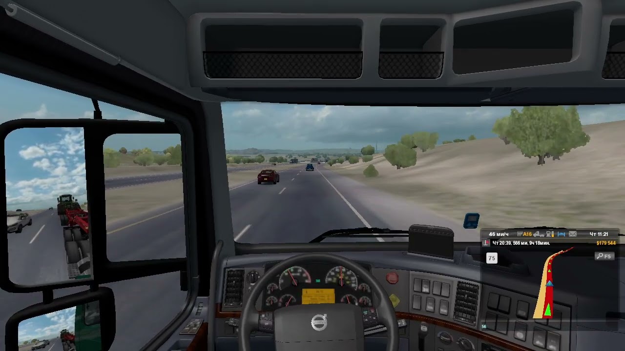 34) American Truck Simulator Гусеничный трактор (25т) (598ми) - 489ми Тукумкэри (NM) - Флагстафф...