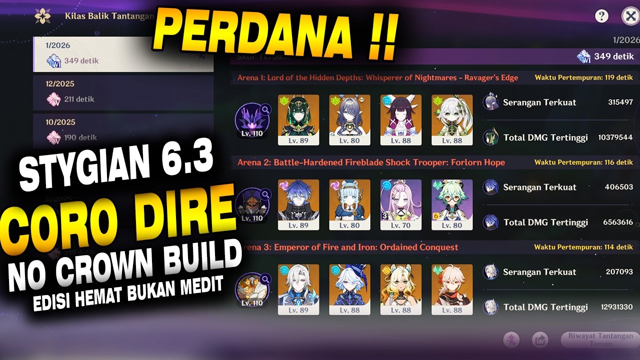 PERTAMA KALI DIFF 6! Stygian Onslaught 6.3 Dire Semua C0 Karakter ( Kecuali B4 ) - Genshin Impact