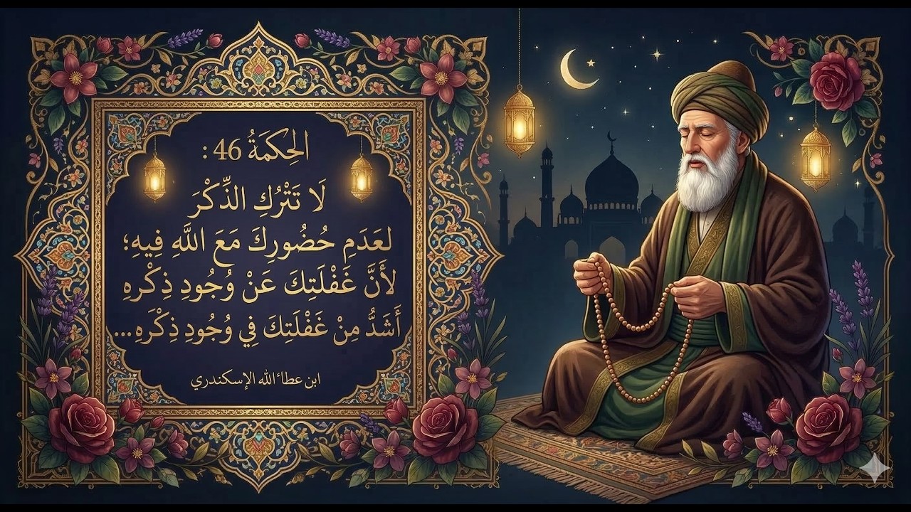 الحكمة 46: لا تتركِ الذكرَ لعدمِ حضورِكَ معَ اللهِ فيهِ