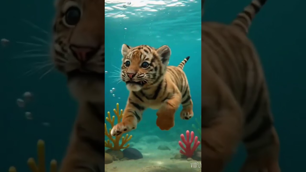 A Tiger under water 🐅🐯 #fypシ #animals #tiger #cute