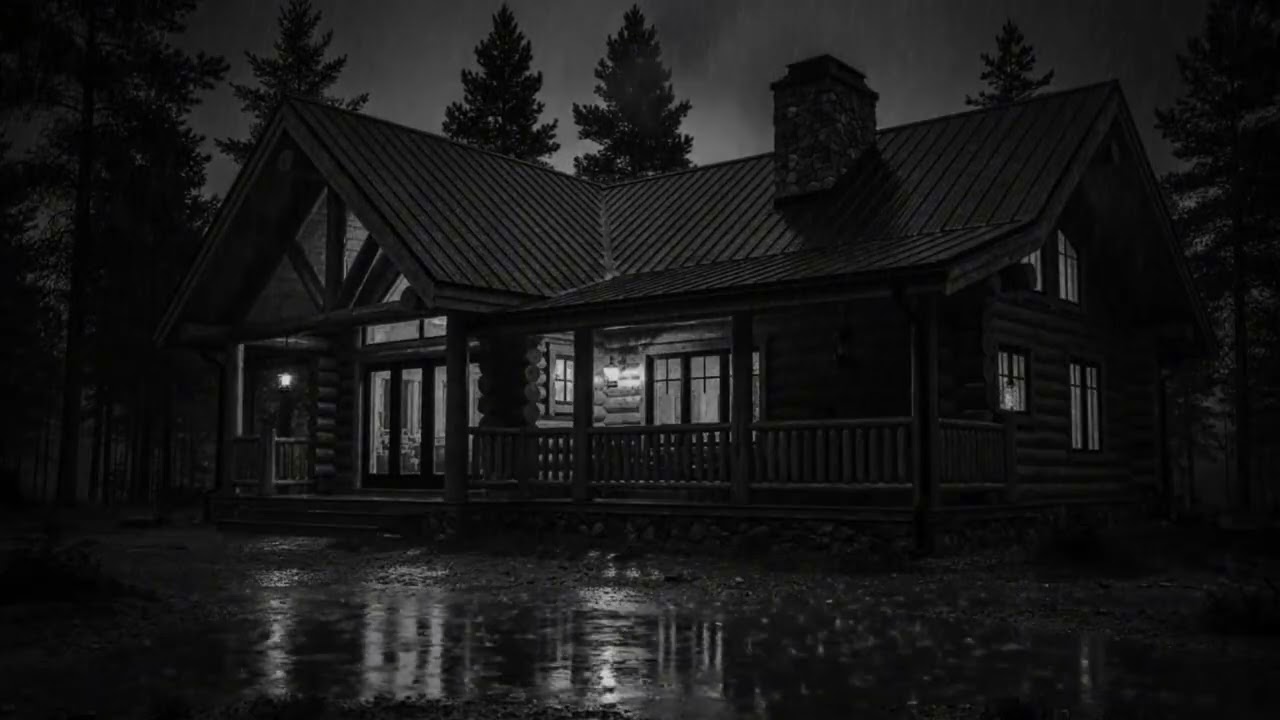 Cabin Night Thunderstorm with Heavy Rain | Relaxing Storm Ambience for Sleeping Deeply