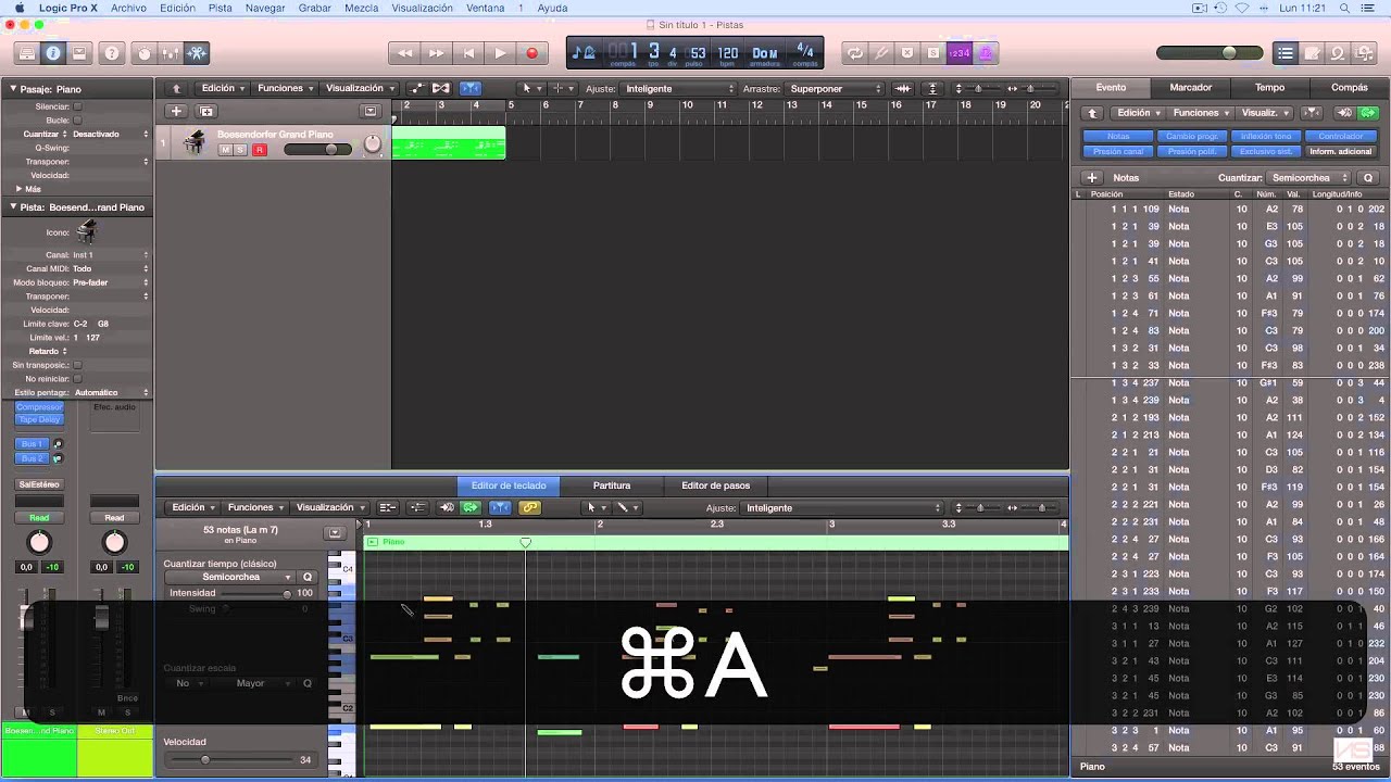 Logic Pro X - Cuantizar volumen y duración en Logic Pro X