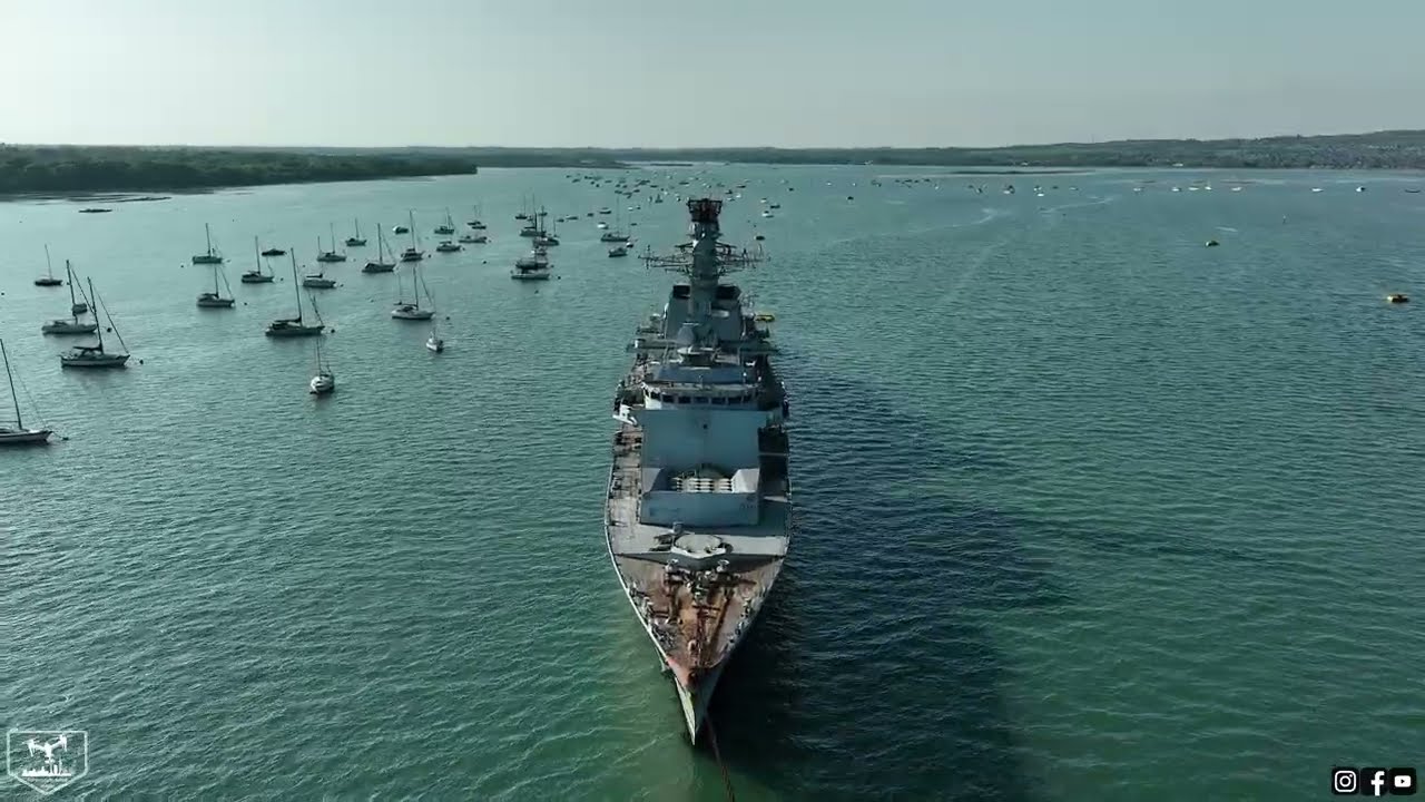 HMS Monmouth (F235) Decommissioned Frigate By Drone 4K