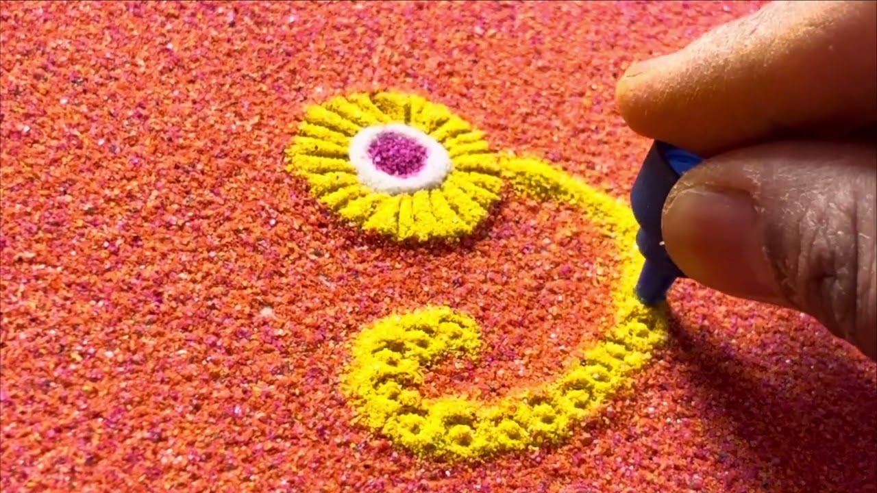Haladi Kunku Special rangoli designs ||Sand art || Satisfying Haladi kunku rangoli designs 