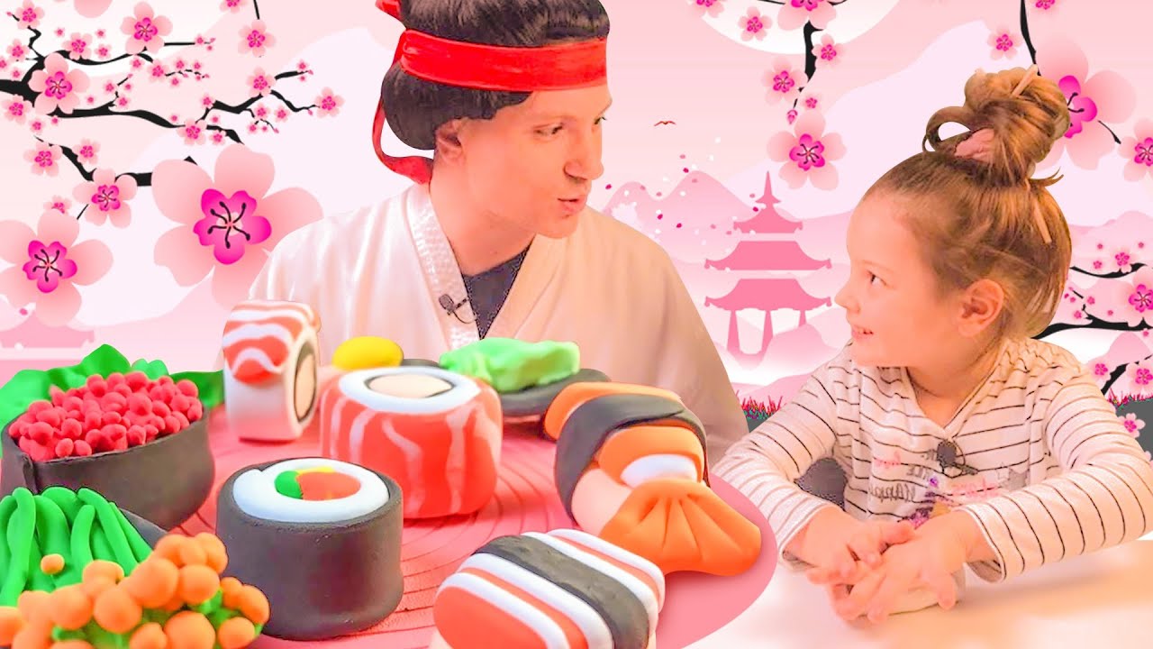 Лепим суши и роллы из воздушного пластилина KIKI вместе с Ми-ми-мишками