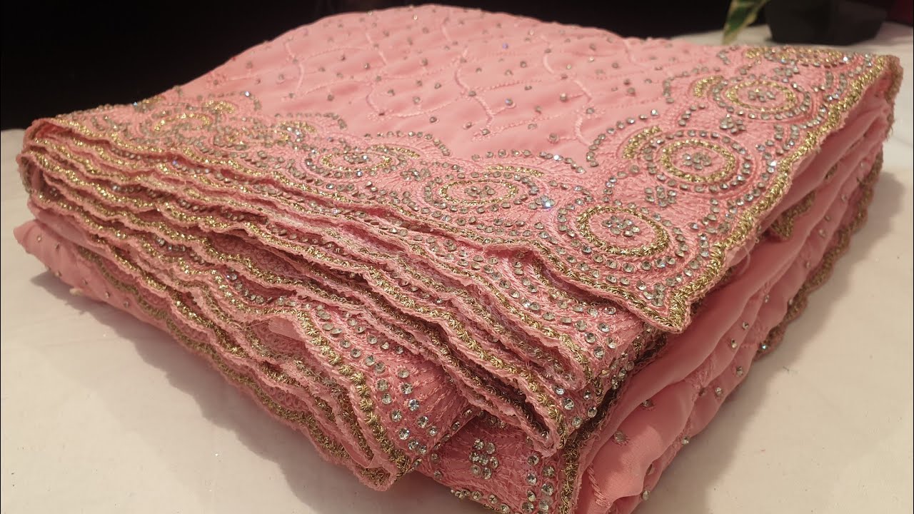 BABY PINK DESIGNER SAREE IN STONE WORK & ZARI WORK #zarangsaree #designersaree #saree