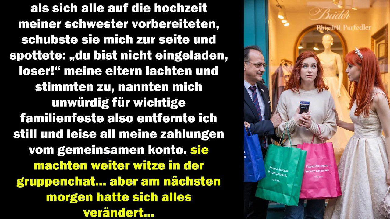 „du bist nicht eingeladen, loser!“ sagte meine schwester – doch am morgen lag alles in trümmern