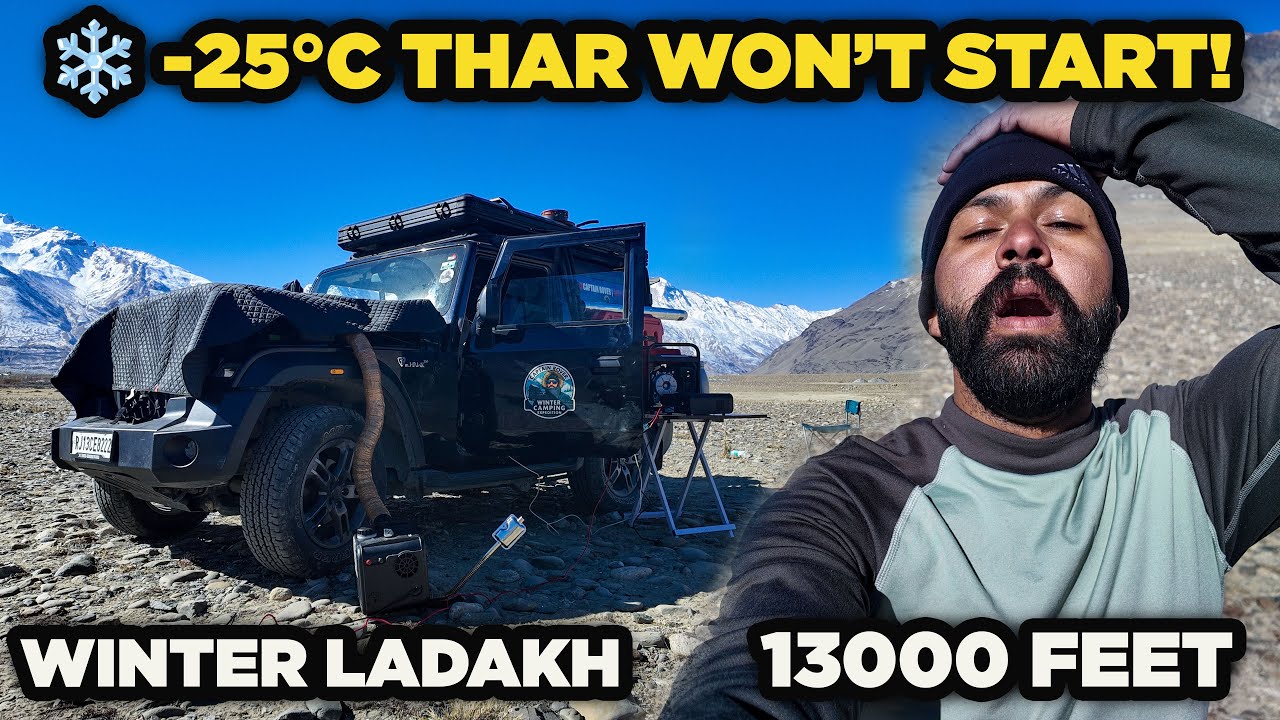 Winter Ladakh -25°C Cold Start | Thar at 13,000ft (Full Survival Experience)