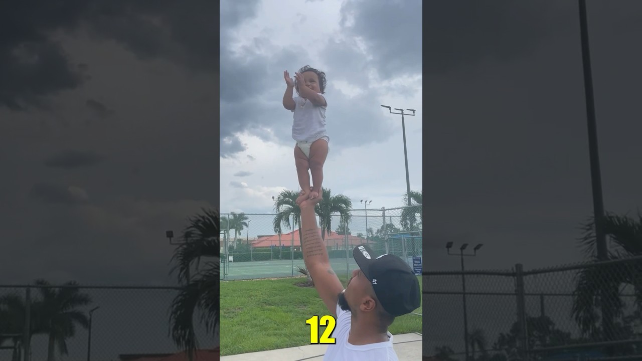 Gymnastic baby shocks her dad with this!! #shorts #gymnast #baby