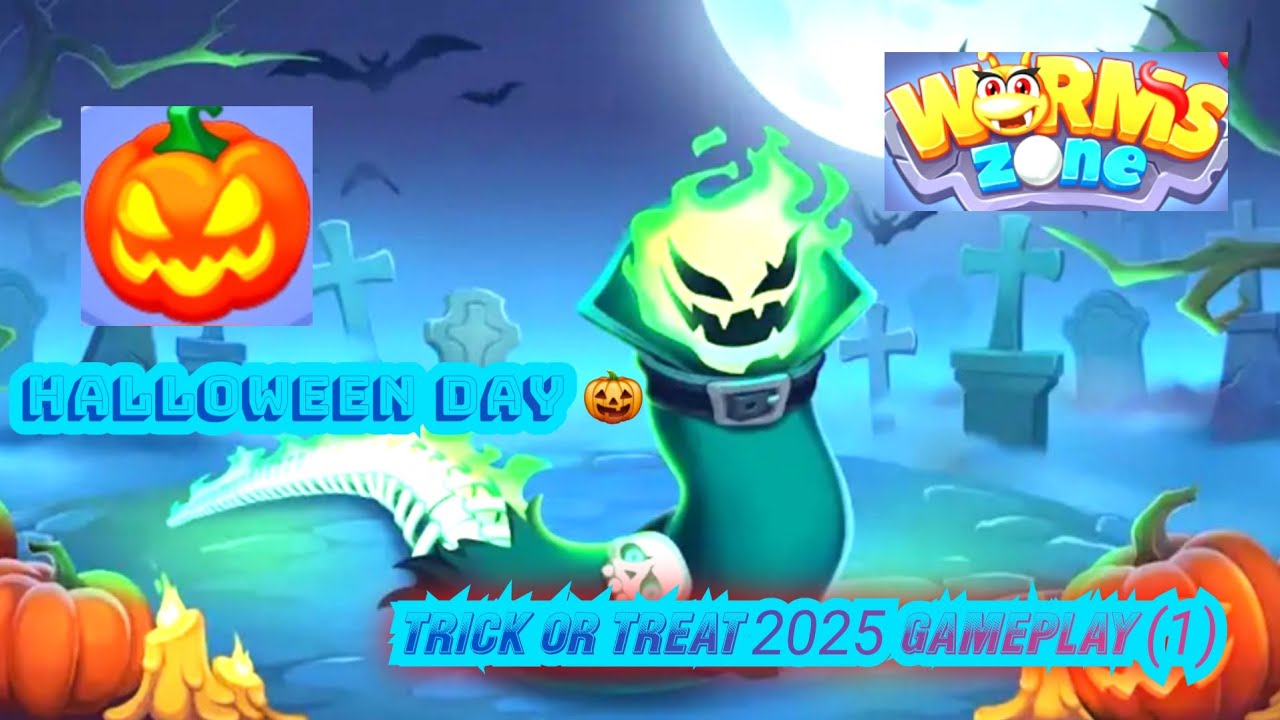 Worms Zone.io Halloween Day 🎃 Trick or Treat 2025 Gameplay (1) #wormszone #wormgames #play #games 
