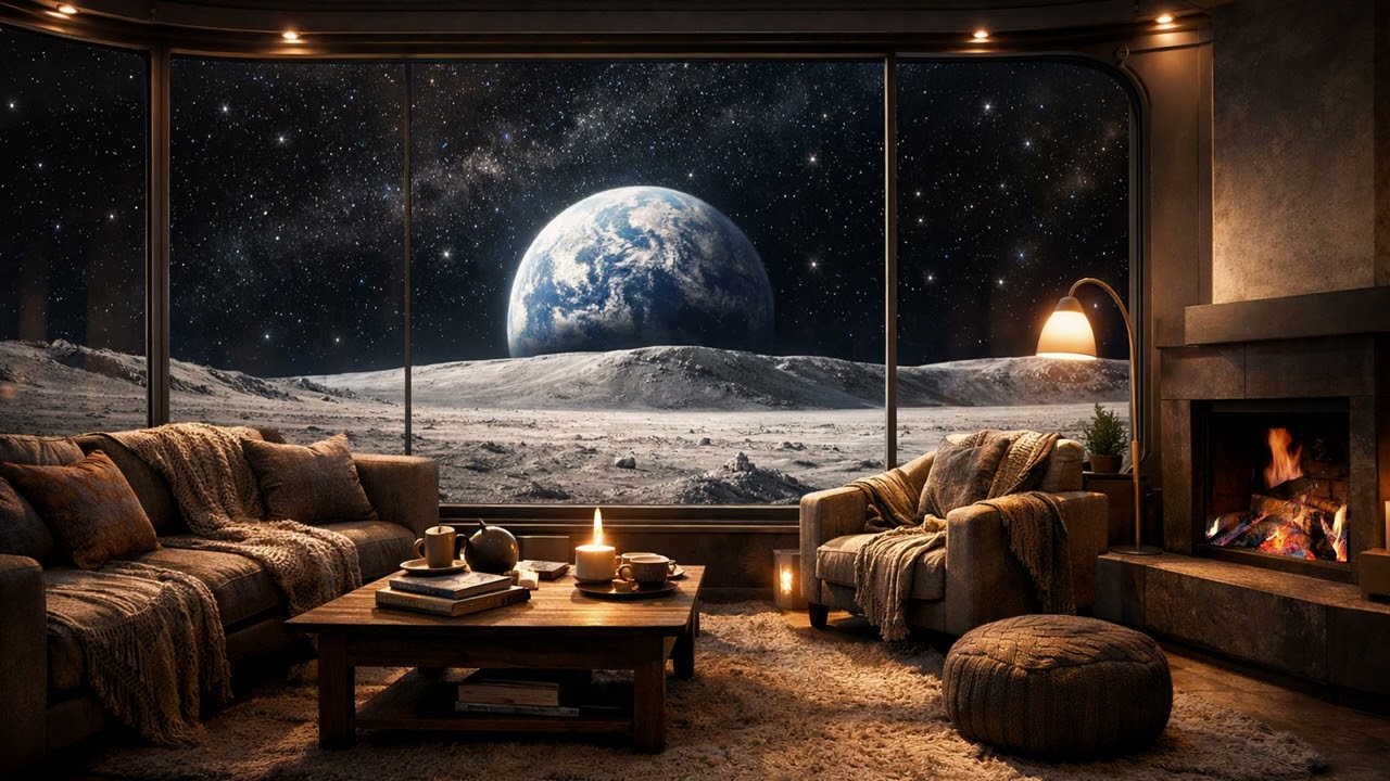 Cozy Home on the Moon 🌕 | Relaxing Space Ambience for Sleep, Study & Focus