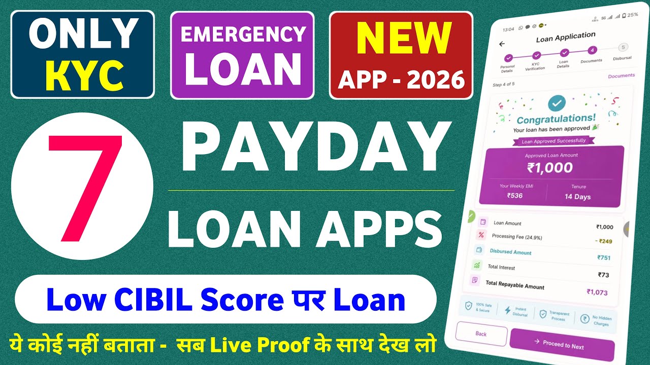 🔥Top 7 Payday Loan Apps for Low Cibil 2026 | Low CIBIL Score Loan App | Best New Loan App 2026 Today