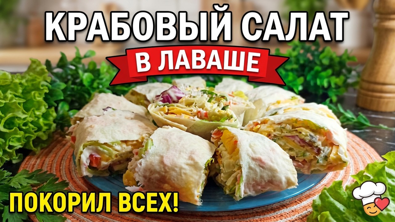 Забудьте про тарелки! Крабовый Салат в Лаваше — Закуска, Которая Покорила Всех