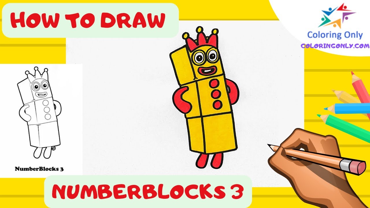 How to Draw Numberblocks 3