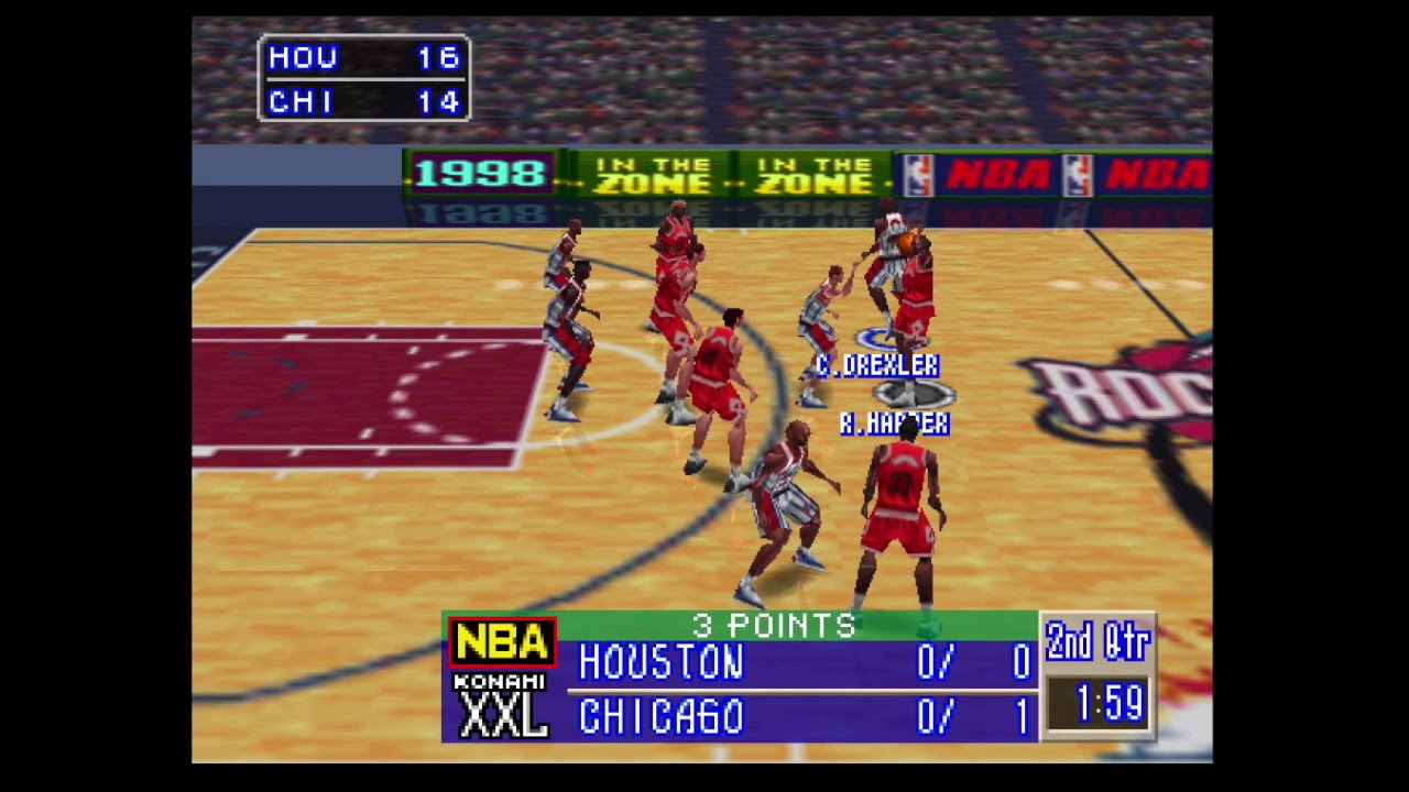 In the Zone 98 N64 Basketball Gameplay - Chicago Bulls @ Houston Rockets