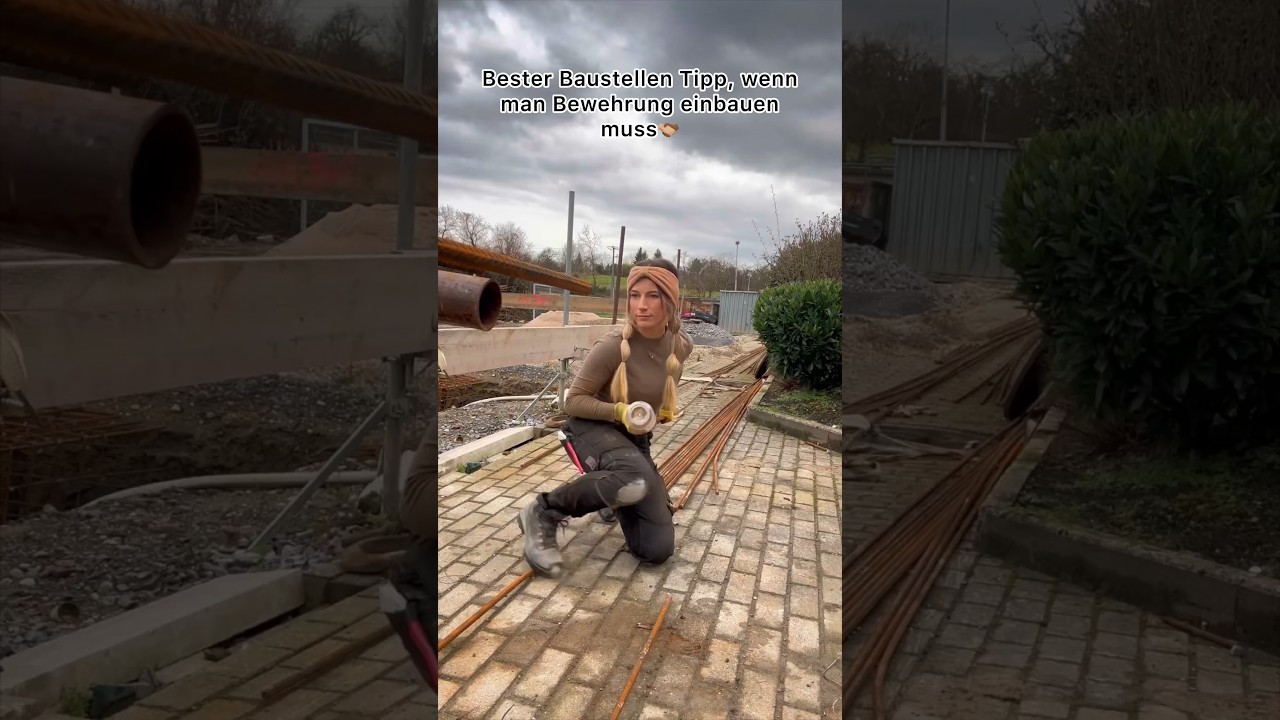 Haut mal eure Baustellentricks in die Kommentare😎 #baustelle #girl #tricks #handwerk #maurer