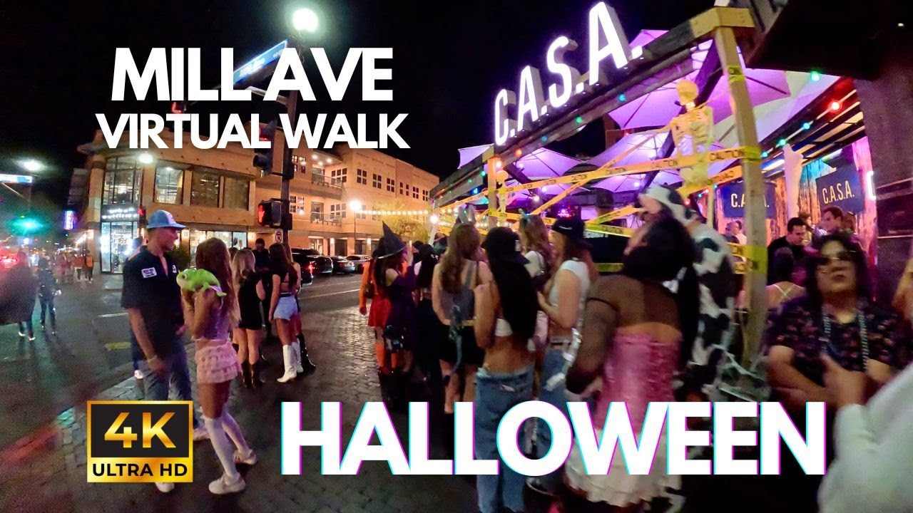 [4K] Halloween Virtual Walk | Mill Ave. Tempe, Arizona | ASU