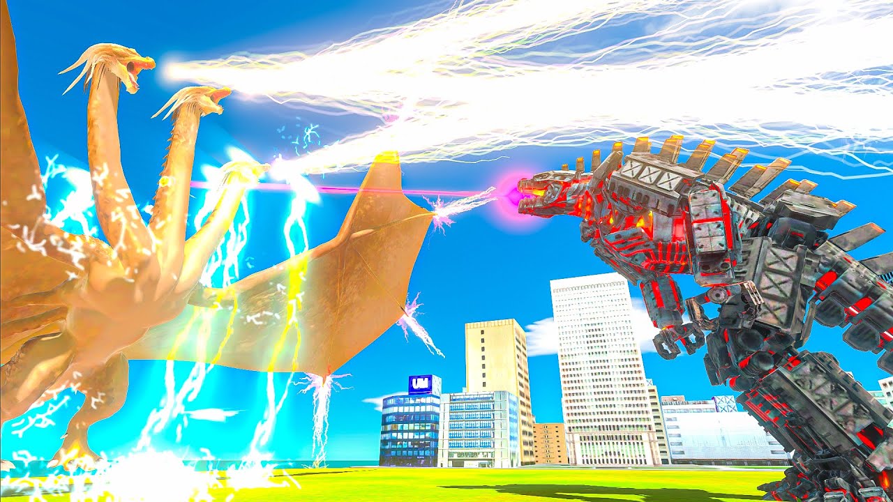 Team Mechagodzilla vs Team King Ghidorah - Animal Revolt Battle Simulator