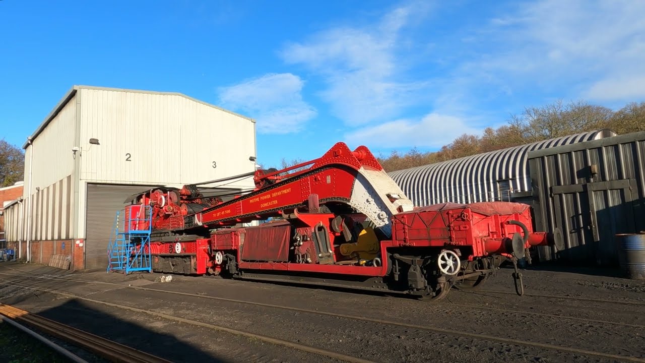 NYMR - Cowans Sheldon 45 Ton Steam Crane is steamed for first time since May 2021 at Grosmont MPD