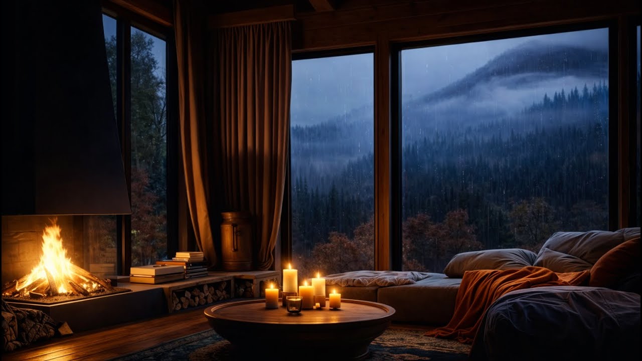 Rain & Fireplace Sounds for Deep Sleep 🌙 2 Hours | Cozy Indoor Ambience