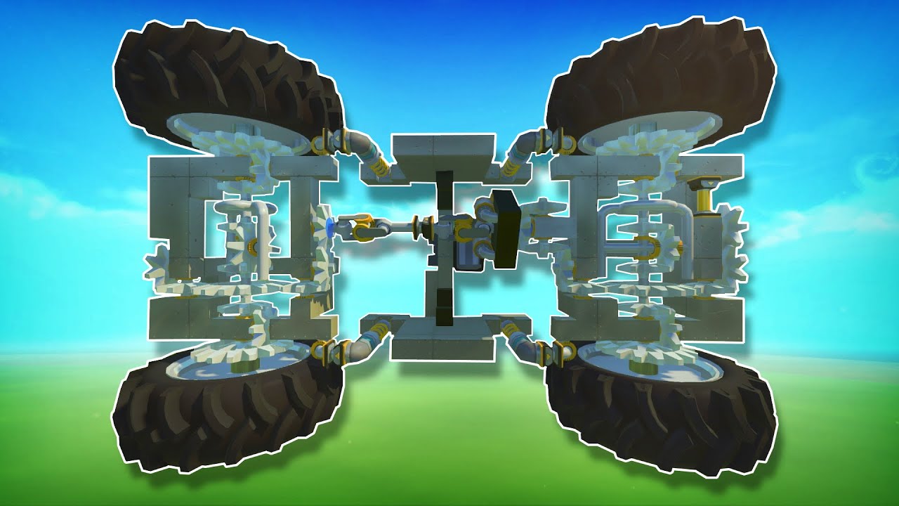 AWD Differential Gear Powered Vehicle with Suspension and MORE! - Scrap Mechanic Creative Mode