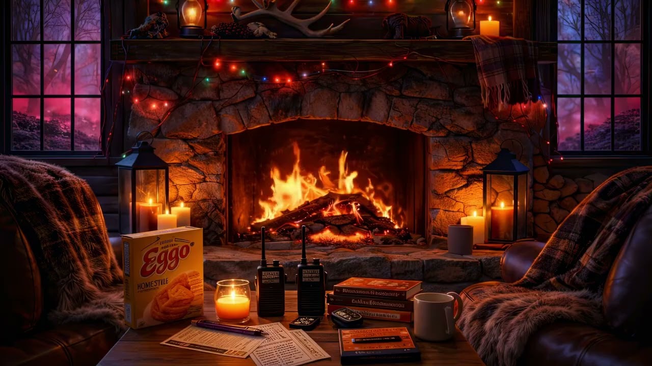 Crackling Cabin Fire in the Upside Down | Stranger Things Inspired Scene for Study (10 Hours)